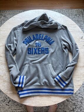 Fanatics Gray and Blue Philadelphia Sixers Zip-Up Sweater